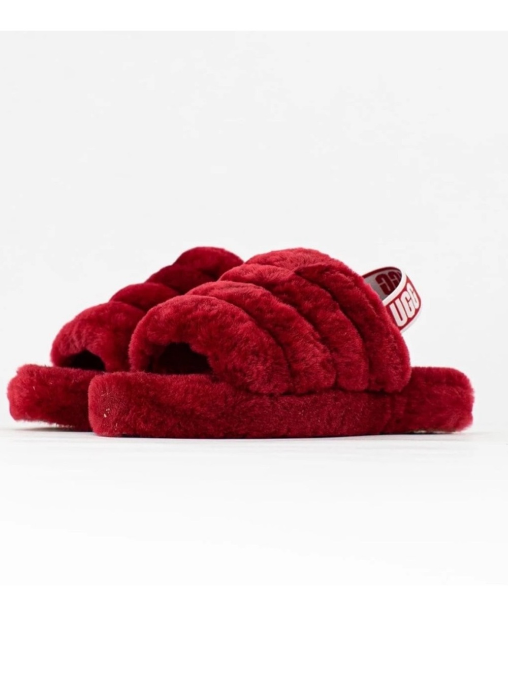 Ugg Kids Red Fuzz Yeah Slippers